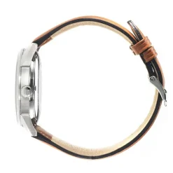 New LIP Montre Himalaya Sablier 40 Bleu cadran argenté fond bleu bracelet cuir marron