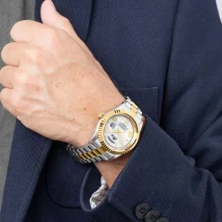 Discount LOTUS Montre Freedom Collection Blanc cadran argenté fond blanc bracelet acier bicolore