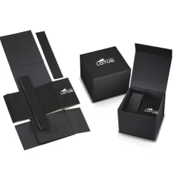 LOTUS Montre Minimalist Noir cadran argenté fond bleu bracelet acier argenté