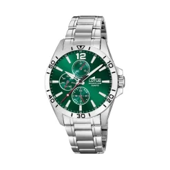 Outlet LOTUS Montre Multifunction Vert cadran argenté fond vert bracelet acier argenté