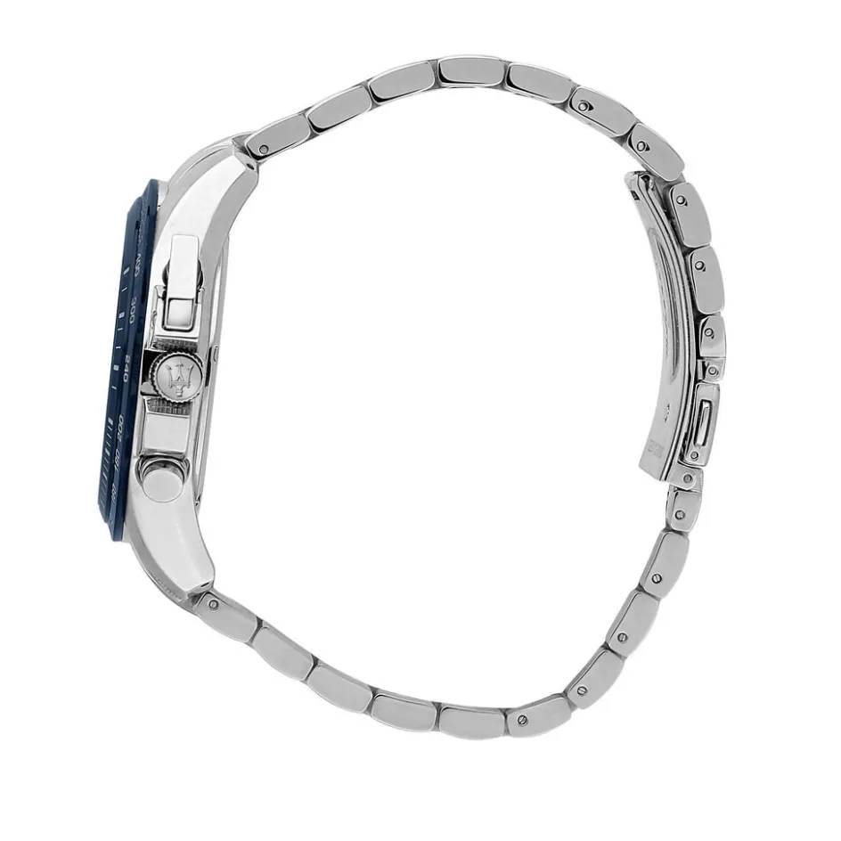 Discount MASERATI Montre Traguardo Bleu cadran argenté fond bleu bracelet acier argenté