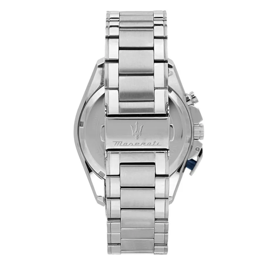 Discount MASERATI Montre Traguardo Bleu cadran argenté fond bleu bracelet acier argenté