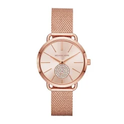 Online MICHAEL KORS Montre Portia Rose cadran doré rose fond rose bracelet acier doré rose
