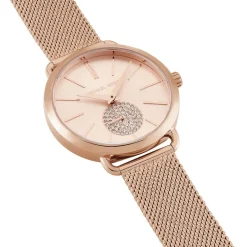 Online MICHAEL KORS Montre Portia Rose cadran doré rose fond rose bracelet acier doré rose