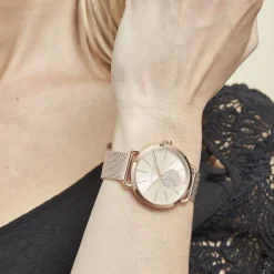 Online MICHAEL KORS Montre Portia Rose cadran doré rose fond rose bracelet acier doré rose