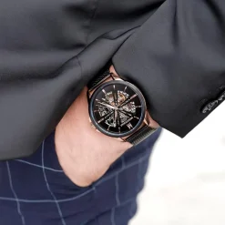 MONTIGNAC Montre Round Automatique Noir* Montres Made In France|Montres Squelettes