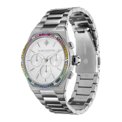 Outlet OLIVIA BURTON Montre Hexa Multifonction Argenté cadran argenté fond argenté bracelet acier blanc