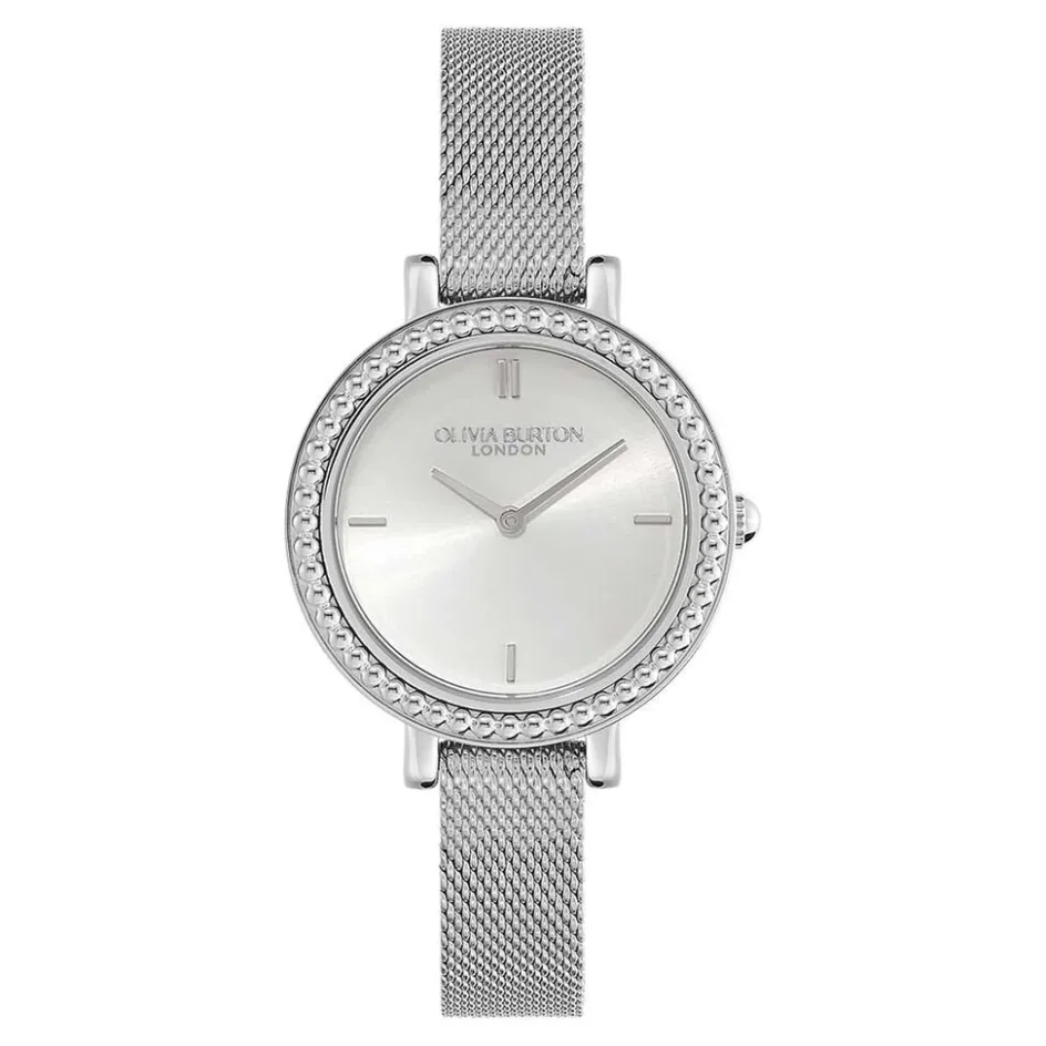 Outlet OLIVIA BURTON Montre Vintage Bead Argenté cadran argenté fond argenté bracelet acier argenté