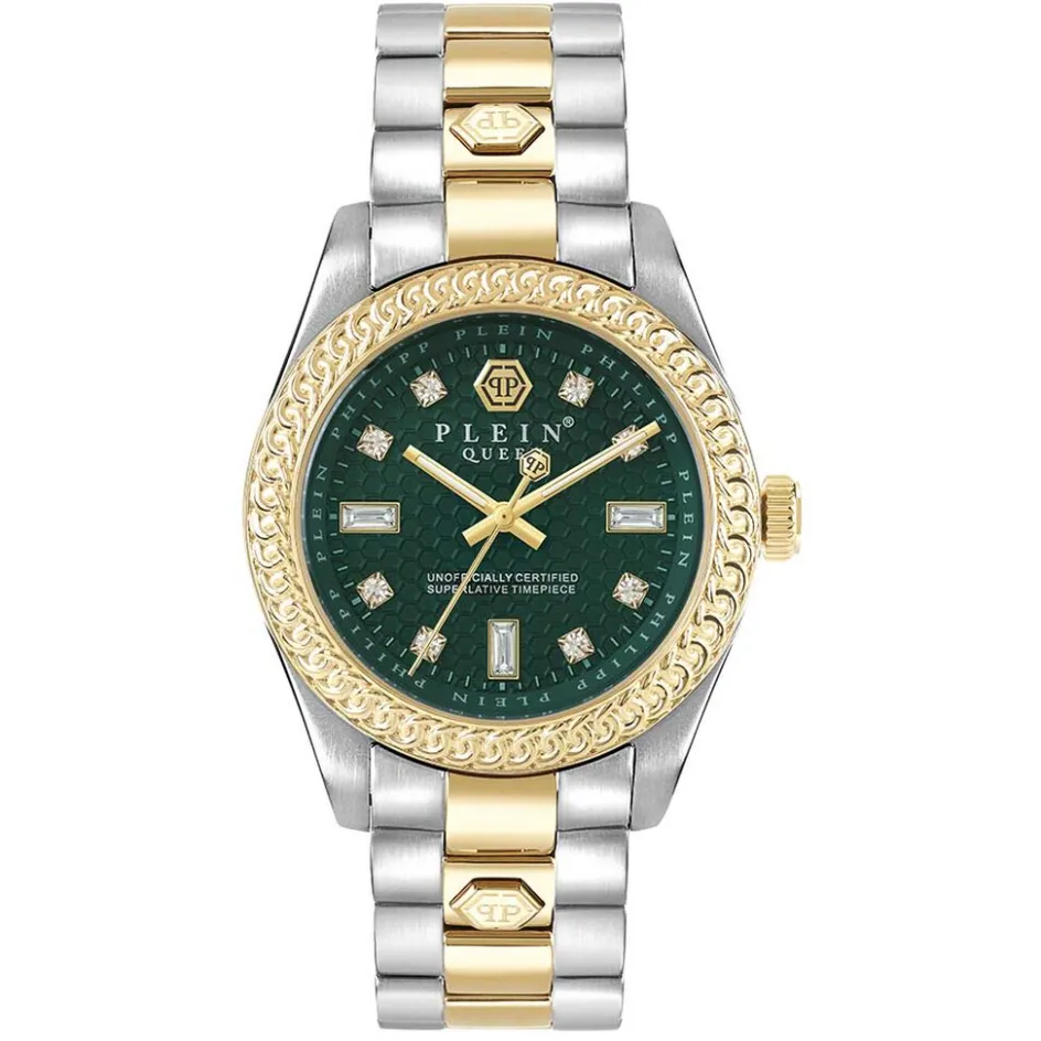 Discount PHILIPP PLEIN Montre Queen Vert cadran bicolore fond vert bracelet acier bicolore