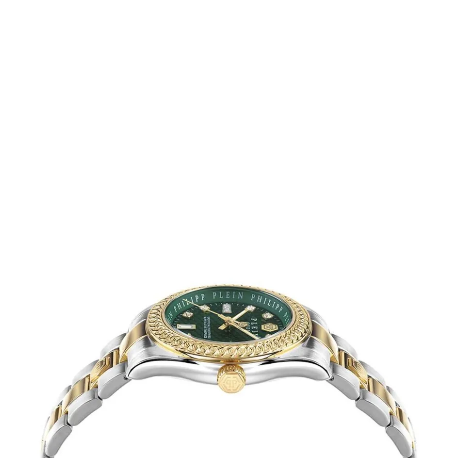 Discount PHILIPP PLEIN Montre Queen Vert cadran bicolore fond vert bracelet acier bicolore
