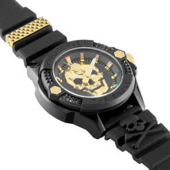 Online PHILIPP PLEIN Montre The Skull Ecoceramic Noir cadran noir fond noir bracelet silicone noir