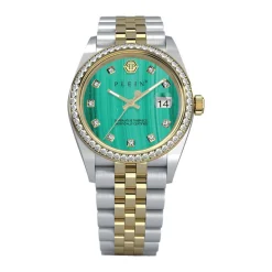 Best PHILIPP PLEIN Montre $treet Couture Vert cadran bicolore fond vert bracelet acier bicolore