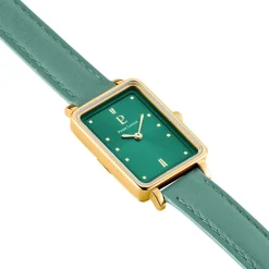 Discount PIERRE LANNIER Montre Ariane Vert cadran doré fond vert bracelet cuir vert