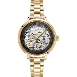 Online PIERRE LANNIER Montre Automatique 35 Gris cadran doré fond gris bracelet acier doré