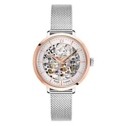 New PIERRE LANNIER Montre Automatique 35 Argent cadran argenté fond argenté bracelet acier argenté