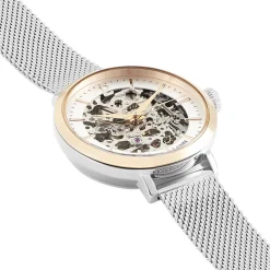 New PIERRE LANNIER Montre Automatique 35 Argent cadran argenté fond argenté bracelet acier argenté