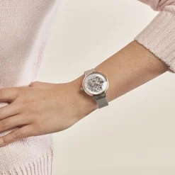 New PIERRE LANNIER Montre Automatique 35 Argent cadran argenté fond argenté bracelet acier argenté