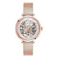 Hot PIERRE LANNIER Montre Automatique 35 Argent cadran doré rose fond argenté bracelet acier doré rose