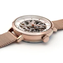 Hot PIERRE LANNIER Montre Automatique 35 Argent cadran doré rose fond argenté bracelet acier doré rose