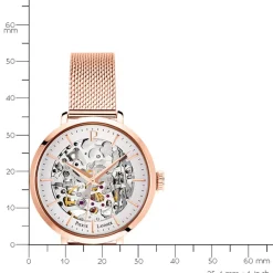 Hot PIERRE LANNIER Montre Automatique 35 Argent cadran doré rose fond argenté bracelet acier doré rose