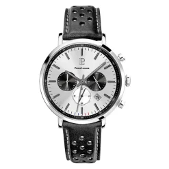 Discount PIERRE LANNIER Montre Baron Argenté cadran argenté fond argenté bracelet cuir marron