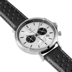 Discount PIERRE LANNIER Montre Baron Argenté cadran argenté fond argenté bracelet cuir marron