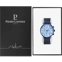 Clearance PIERRE LANNIER Montre Baron Bleu cadran bleu fond bleu bracelet acier bleu