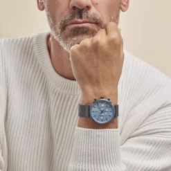 Clearance PIERRE LANNIER Montre Baron Bleu cadran bleu fond bleu bracelet acier bleu