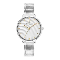New PIERRE LANNIER Montre Betty Blanc cadran argenté fond blanc bracelet acier argenté