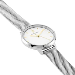 New PIERRE LANNIER Montre Betty Blanc cadran argenté fond blanc bracelet acier argenté
