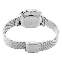 New PIERRE LANNIER Montre Betty Blanc cadran argenté fond blanc bracelet acier argenté
