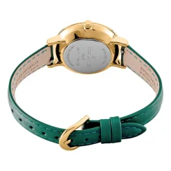 Outlet PIERRE LANNIER Montre Chouquette Vert cadran doré fond vert bracelet cuir vert