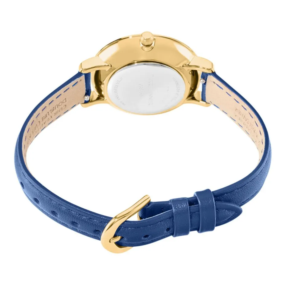 Best PIERRE LANNIER Montre Chouquette Bleu cadran doré fond bleu bracelet cuir bleu