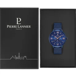 Sale PIERRE LANNIER Montre Collection Beaucour Bleu cadran bleu fond bleu bracelet acier bleu