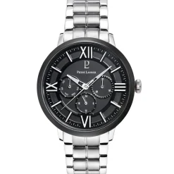 Best PIERRE LANNIER Montre Collection Beaucour Noir cadran argenté fond noir bracelet acier argenté