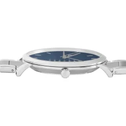 Outlet PIERRE LANNIER Montre Data Bleu cadran argenté fond bleu bracelet acier argenté
