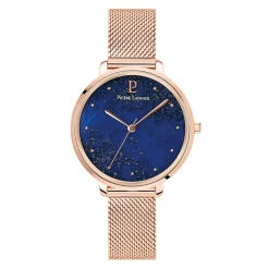 Discount PIERRE LANNIER Montre Elara Bleu cadran doré rose fond bleu bracelet acier doré rose
