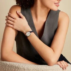 Best PIERRE LANNIER Montre Elysee Argenté cadran argenté fond argenté bracelet cuir de veau bleu