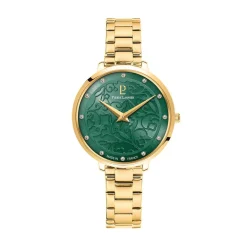 Clearance PIERRE LANNIER Montre Eolia Vert cadran doré fond vert bracelet métal doré