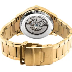 Hot PIERRE LANNIER Montre Fleuret Noir cadran doré fond noir bracelet acier doré