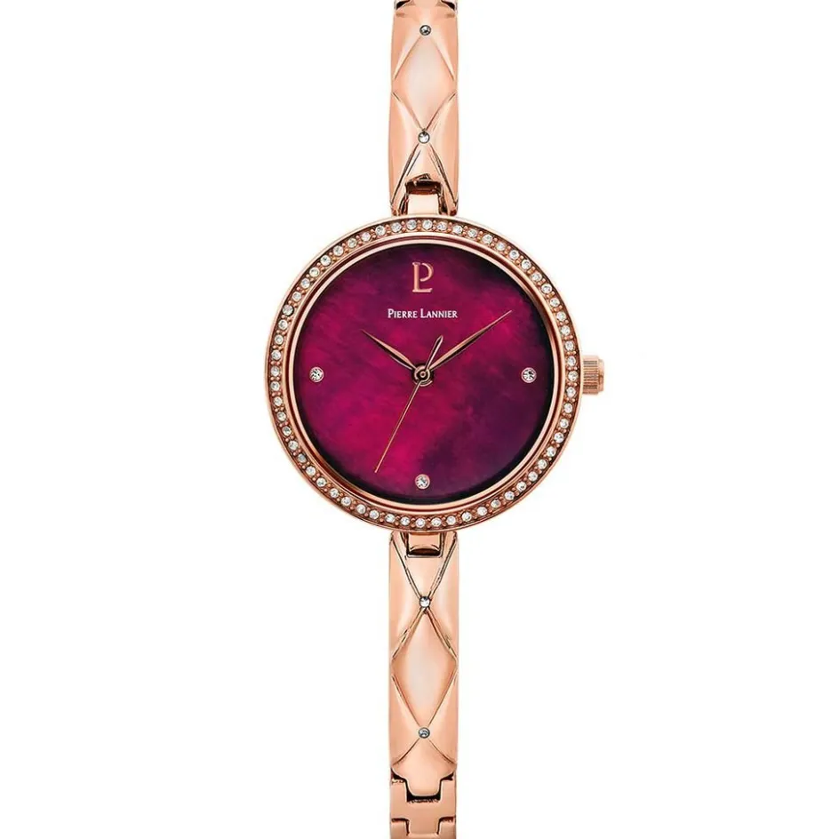 Clearance PIERRE LANNIER Montre Leia Fuschia cadran bicolore doré / rose fond fuschia bracelet acier bicolore