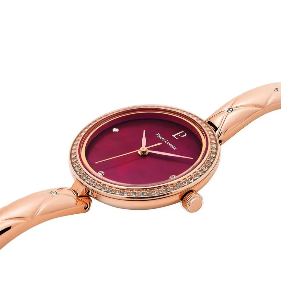 Clearance PIERRE LANNIER Montre Leia Fuschia cadran bicolore doré / rose fond fuschia bracelet acier bicolore