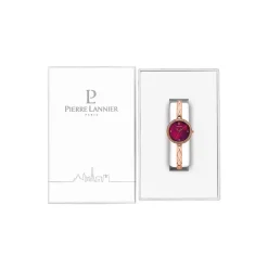 Clearance PIERRE LANNIER Montre Leia Fuschia cadran bicolore doré / rose fond fuschia bracelet acier bicolore