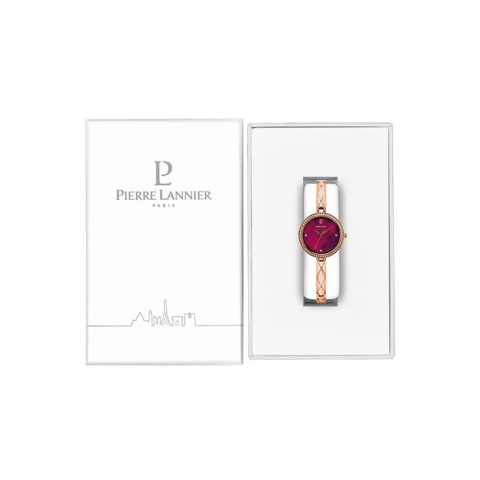 Clearance PIERRE LANNIER Montre Leia Fuschia cadran bicolore doré / rose fond fuschia bracelet acier bicolore