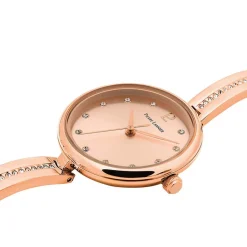 New PIERRE LANNIER Montre Leia Blanc cadran bicolore doré / rose fond blanc bracelet acier bicolore