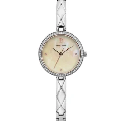 Online PIERRE LANNIER Montre Leia Blanc cadran argenté fond blanc bracelet acier argenté