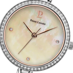 Online PIERRE LANNIER Montre Leia Blanc cadran argenté fond blanc bracelet acier argenté