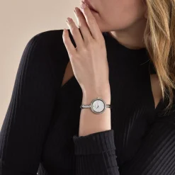 Online PIERRE LANNIER Montre Leia Blanc cadran argenté fond blanc bracelet acier argenté