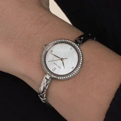 Online PIERRE LANNIER Montre Leia Blanc cadran argenté fond blanc bracelet acier argenté