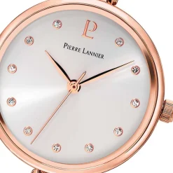Online PIERRE LANNIER Montre Leia Blanc cadran doré rose fond blanc bracelet acier doré rose